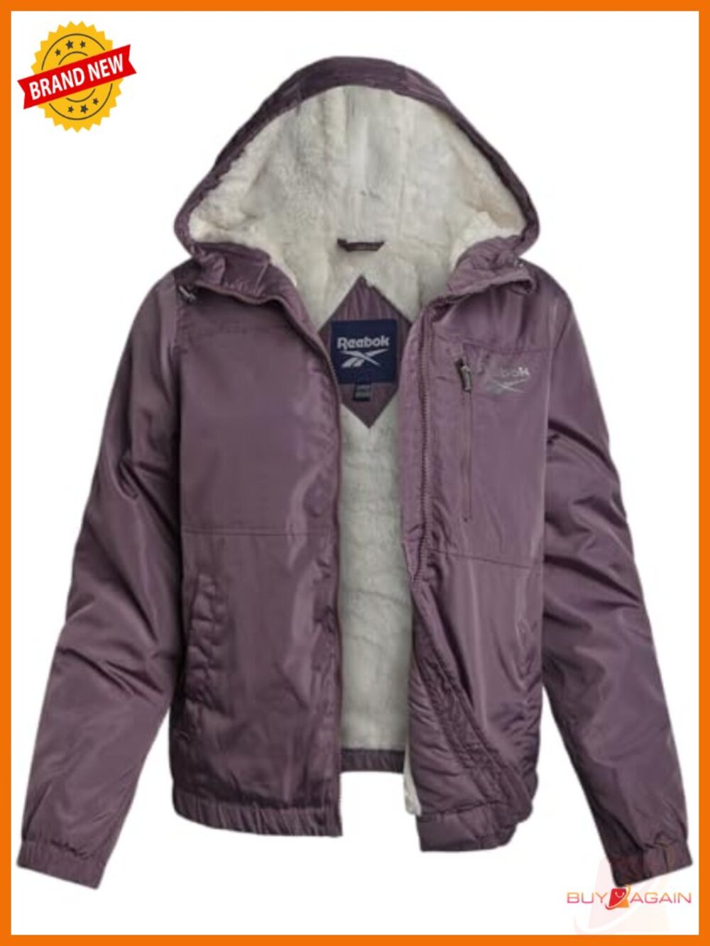 Womens Midweight Sherpa Lined Rain Jacket Full Zip Hooded Coat